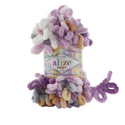 Пряжа Alize Puffy Color 100% Микрополиэстер 100гр №6522 сиреневый/серый 118935 - фото 33895