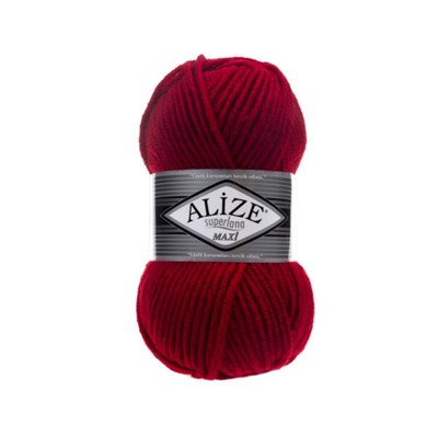 Пряжа Alize Superlana Maxi 25% шерсть/75% акрил 100г №56 Красный 119004 - фото 33957