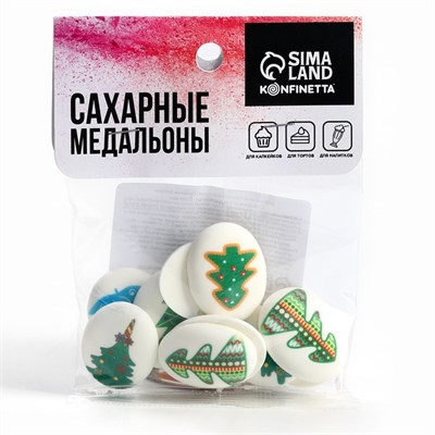 Посыпка медальоны с картинкой микс: «Ёлочки», д/декора капкейков, торта 20гр 121281 - фото 38185