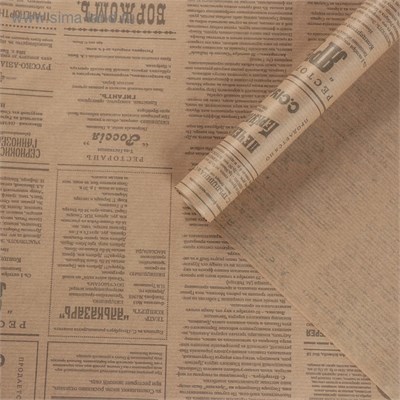 Бумага упаковочная крафт "Винтажная газета", серая, 0,72*10 м, 40 гр/м2 121376 - фото 38262