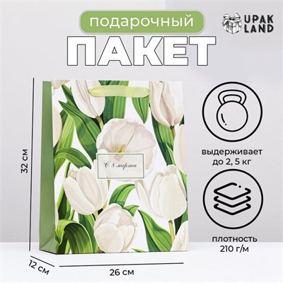 Пакет ламинированный "С 8 марта", 26*32*12см 122616 - фото 39280