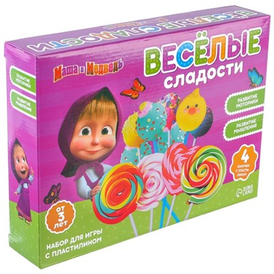 Игровой н-р д/лепки «Весёлые сладости», Маша и Медведь, 4 баночки с пластилином 122678 - фото 39334