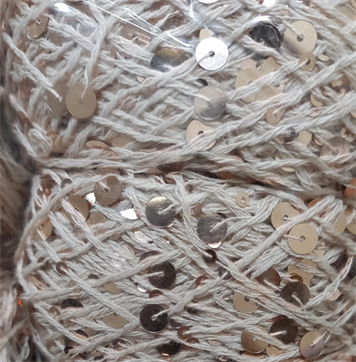 Пряжа "Королевская" с пайетками 100% хлопок, 50г/120м № AJ103 цв беж, пайетки беж 122829 - фото 39623