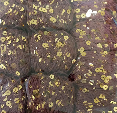 Пряжа "Королевская" с пайетками 100% хлопок, 50г/120м № AJ119 цв шоколадный, пайетки золото 122831 - фото 39625