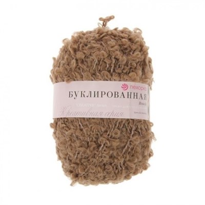 Пехорка Буклированная 30%мохер/20%полутонкая шерсть/50%высокообъемный акрил Цв.377-Кофейный 122839 - фото 39632