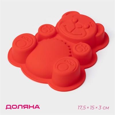 Форма д/выпечки Доляна «Мишка», силикон, 17,5*15*3см, цв МИКС 123297 - фото 40056