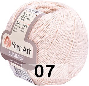 Пряжа YarnArt Summer 70%хлопок/30%вискоза, 350м/100 гр №07 123634 - фото 40520