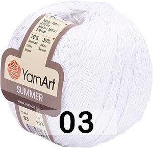 Пряжа YarnArt Summer 70%хлопок/30%вискоза, 350м/100 гр №03 123632 - фото 40809