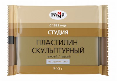 Пластилин скульптурный Гамма "Студия", телесный, твердый, 500г, пакет 124009 - фото 41158