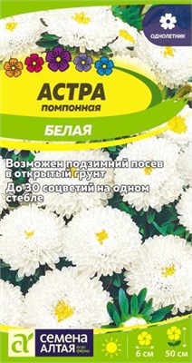 Семена Астра помпонная Белая 0,2гр Семена Алтая 124237 - фото 41369