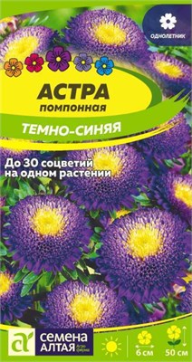 Семена Астра помпонная Темно-синяя 0,2гр Семена Алтая 124239 - фото 41371