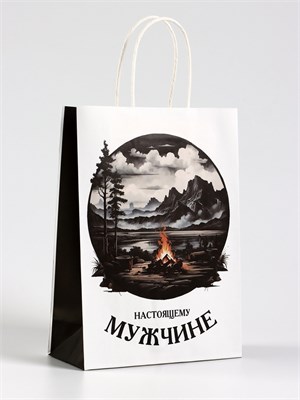 Пакет подарочный крафт «Настоящему мужчине», 18*8*25см 124426 - фото 41549