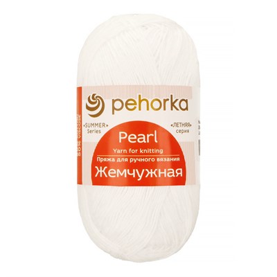 Пехорка Жемчужная 50% хлопок, 50% вискоза 100г 425м, цв. 01 Белый 124461 - фото 41580