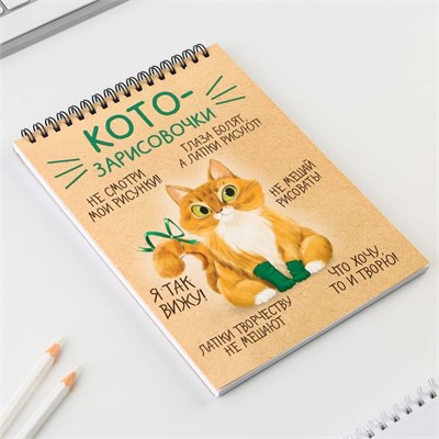 Скетчбук А5, 40л 100г/м² «Котозарисовки» 124546 - фото 41651