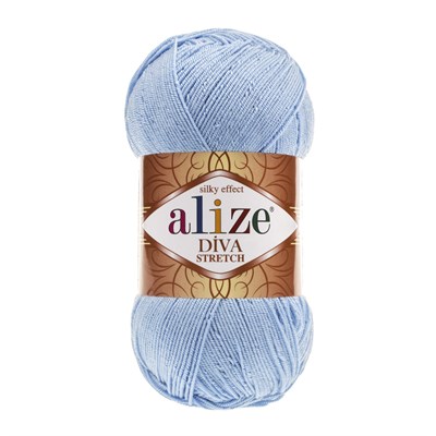 Пряжа Alize Diva stretch 8% эластик/92% микрофибра 100гр, цв.350 Нежно-голубой  105017 - фото 41978