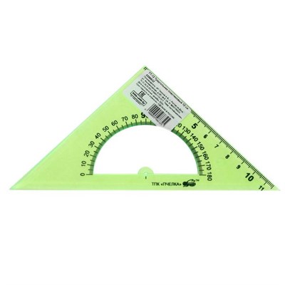 Треугольник Calligrata, 12см, 45°, с транспортиром, пластик, прозрачный МИКС 125442 - фото 42509
