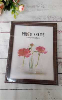 Фоторамка пластик со стеклом 15*20см т. дерево, на подставке 112406