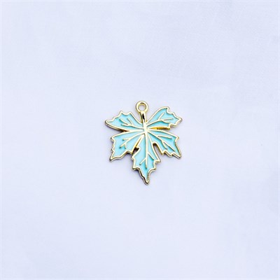 Подвеска "Кленовый лист" цв.голубой 125357