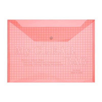 Папка-конверт на кнопке, А4, 180мкм, Calligrata «Клетка», тонированная, красная 125518