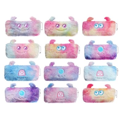 Пенал школьный меховой на молнии Calligrata «Монстрики», пушистый, цвет МИКС 1шт 125577