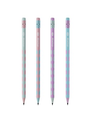 Карандаш чернографитный Berlingo Haze HB, заточенный, трехгранный, с ластиком, МИКС 1шт 125583