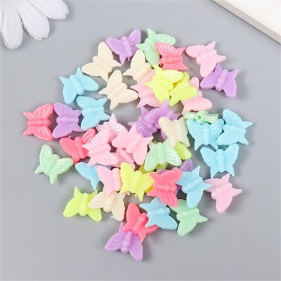 Бусины д/творчества пластик «Бабочки. Пастельные тона», н-р 41шт, 15гр, 1.3*1.5см 125625