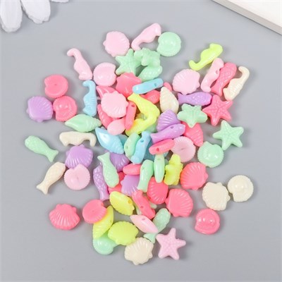 Бусины д/творчества пластик «Морские. Пастельные тона», н-р 78шт, 15гр, 1*1см 125626