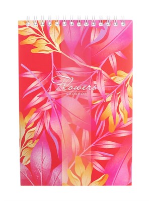 Блокнот А5, 60л в клетку, на гребне "Цветы", обложка мелованный картон, блок 60г/м2 125673