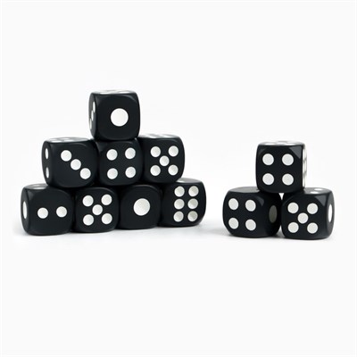 Кубики игральные, 1.2*1.2см, чёрные 1шт 125676