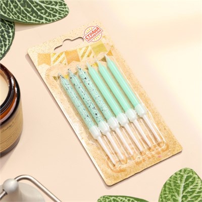 Свечи д/торта «Блестящая вечеринка», 6шт, голубые 125697