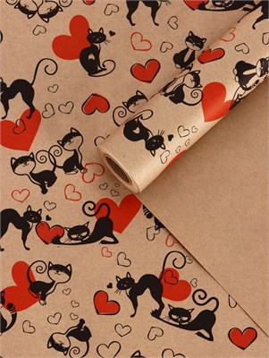 Бумага упаковочная крафт «Ля Мур», черный/красный, 0.72*10м, 60±5%гр 125745