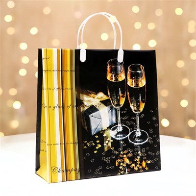 Пакет новогодний «Бокал», мягкий пластик, 30*30см 120мкм 125760