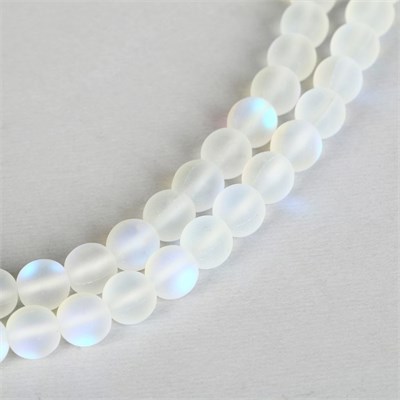 Бусины из натурального камня «Кошачий глаз», н-р 46шт, размер 1 шт 8мм, матовый белый 125779