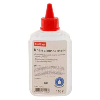 Клей силикатный 110гр, Hatber, с дозатором 125786