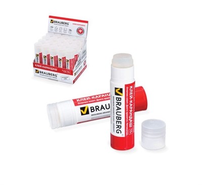 Клей-карандаш ПВП 15гр BRAUBERG, прозрачный 1шт 125789