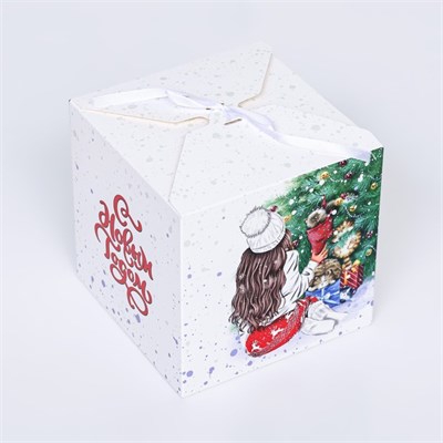 Коробка складная, подарочная новогодняя «Домашний уют» 14*14*14см 125808
