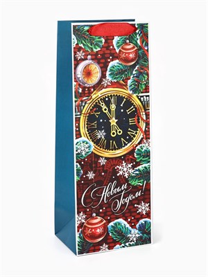 Пакет подарочный под бутылку крафтовый «Чудес в новогоднюю ночь», 13*35*10см 125881