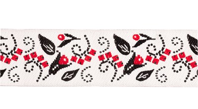 Лента жаккардовая 35 мм "Gamma" DBTRJ-100 БУТОНЫ черный/красный 126016