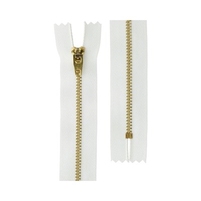 Молния Металл JIN 4L 12 см латунь № 1 Тип 4 "Gamma" №101 белый 126022