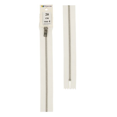 Молния Металл JIN 4N 20 см никель № 3 Тип 4 "Gamma" №101 белый 126027
