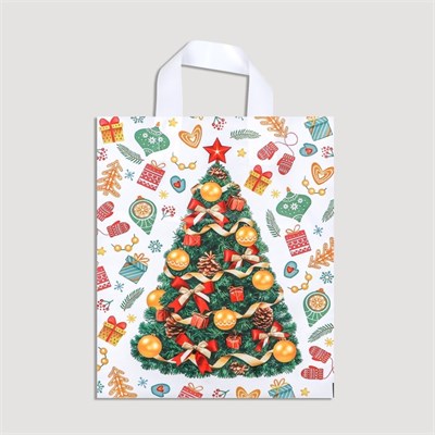 Пакет новогодний «День подарков», полиэтиленовый с петлевой ручкой, 28*35см 126067