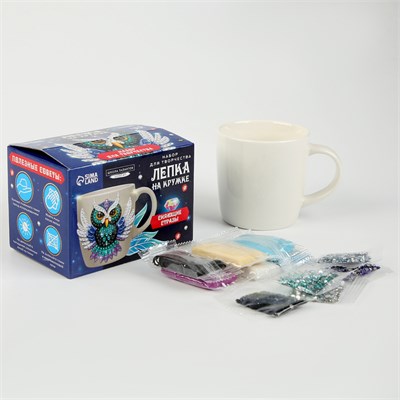 Декор кружки полимерной глиной. Лепка на кружке «Ночная сова», со стразами, н-р д/творчества 126198