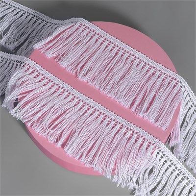 Тесьма декоративная «Бахрома», 75мм, 1м, белая 126207