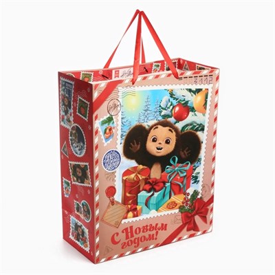 Пакет подарочный новогодний, 40*49*19см, упаковка, Чебурашка 126293