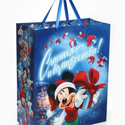 Пакет подарочный новогодний ламинированный «Волшебного Нового года», 40*49*19см, Микки Маус 126294