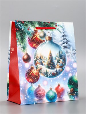 Пакет подарочный новогодний ламинированный, «Ёлка в шаре», 18*10*22.3см 126301