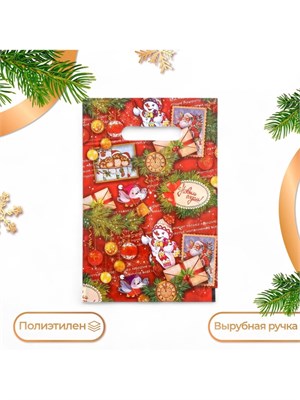 Пакет подарочный «Новогоднее письмо», полиэтиленовый с вырубной ручкой, 20*30см 126318