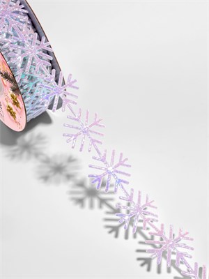 Лента декоративная, фигурная «Сверкающие снежинки» 22мм, 1м, с голографией 126382