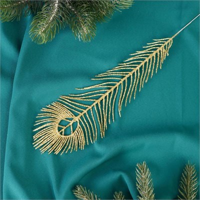 Ветка д/декора перо павлина блеск 35см  19898