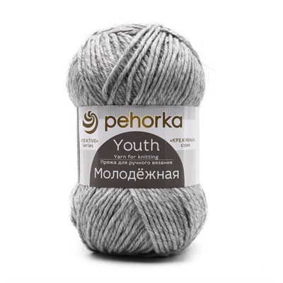 Пехорка Молодежная 200гр 91% акрил/9% полиамид цвет 96 Серый меланж 104665